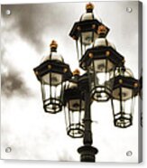 British Street Lamp Against Cloudy Sky Acrylic Print