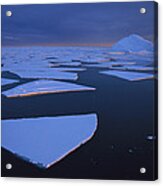 Broken Fast Ice Under Midnight Sun Acrylic Print