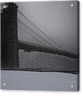 Brooklyn Bridge Blizzard Acrylic Print
