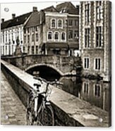 Bruges With Bicycle And Bridge Acrylic Print