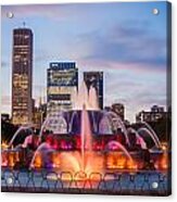 Buckingham Fountain And The Chicago Skyline Acrylic Print
