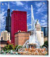 Chicago Buckingham Fountain Sears Tower Acrylic Print