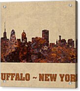 Buffalo New York City Skyline Rusty Metal Shape On Canvas Acrylic Print