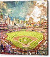 Busch Stadium St. Louis Cardinals Day Paint Acrylic Print