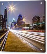 Busy Night On South Congress Bridge Acrylic Print