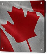 Canadian Flag Waving Aged Canvas Acrylic Print
