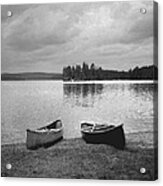 Canoes - Canisbay Lake - B N W Acrylic Print