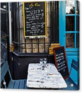 Chalkboard At An Outdoor Cafe In Paris Acrylic Print