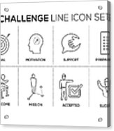 Challenge Keywords With Monochrome Line Icons Acrylic Print