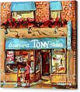 Chaussures Tony Shoes On Greene Westmount Vintage Storefront Paintings Cityscene Montreal Art Acrylic Print