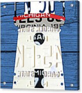 Cheboygan Crib Lighthouse Michigan Vintage License Plate Art On Wood Acrylic Print