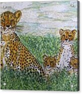 Cheetah And Babies Acrylic Print