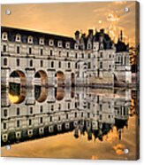 Chenonceau Castle In The Twilight Panorama Acrylic Print