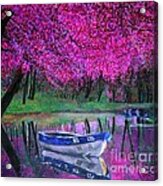 Cherry Blossoms By The Lake Acrylic Print