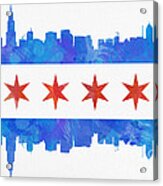 Chicago Flag Watercolor Acrylic Print