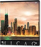 Chicago Gotham City Skyline Panorama Poster Acrylic Print