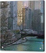 Chicago River Sunset Acrylic Print