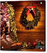 Christmas Cowboy Boots Acrylic Print