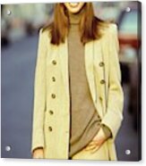 Christy Turlington Wearing A Brown Coat Acrylic Print