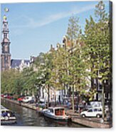 Church Along A Channel In Amsterdam Acrylic Print