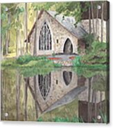 Church In The Woods Watercolor Portrait Acrylic Print