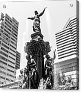 Cincinnati Fountain Black And White Picture Acrylic Print