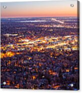 City Of Boulder Colorado Downtown Scenic Sunrise Panorama Acrylic Print