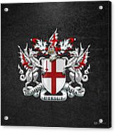 City Of London - Coat Of Arms Over Black Leather Acrylic Print