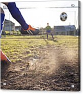 Close Up Of Boy Taking Soccer Penalty Acrylic Print