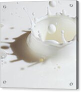 Close-up Of Milk Splashing Acrylic Print