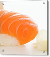 Close Up Of Salmon Meat And Rice Acrylic Print