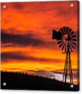 Cobblestone Windmill At Sunset Acrylic Print