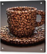 Coffee Beans In Shape Of Coffee Cup Acrylic Print