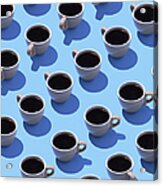 Coffee Cups On Light Blue Ground, 3d Acrylic Print