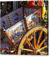 Colorful Decorated Horse Carriage Cefalu Palermo Sicily Italy Acrylic Print