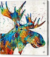 Colorful Moose Art - Confetti - By Sharon Cummings Acrylic Print
