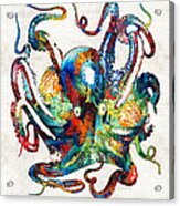 Colorful Octopus Art By Sharon Cummings Acrylic Print