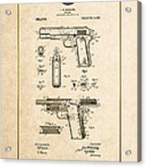 Colt 1911 By John M. Browning - Vintage Patent Document Acrylic Print