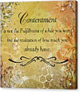 Contentment Inspirational Christian Art Print Acrylic Print