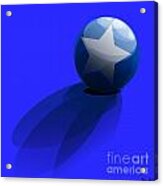 Blue Ball Decorated With Star Grass Blue Background Acrylic Print