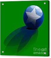 Blue Ball Decorated With Star Grass Green Background Acrylic Print