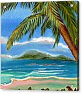 Costa Rica Highs   Costa Rica Seascape Mountains And Palm Trees Acrylic Print