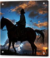 Cowboy Silhouette Acrylic Print