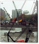 Crane Submerged By A Flood Acrylic Print