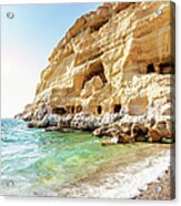 Crete Matala Hippie Caves Greece Acrylic Print