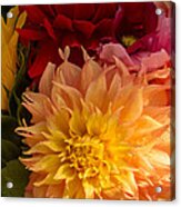 Dahlias And Sunflowers Acrylic Print