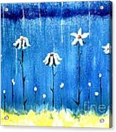 Daisy Rain Blue Acrylic Print