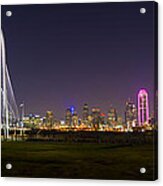 Dallas Skyline And Margaret Hunt Hill Bridge Acrylic Print