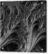 Dark Loops - Black And White Fractal Abstract Acrylic Print