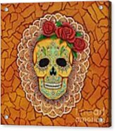 Day Of The Dead With Roses And Lace Acrylic Print